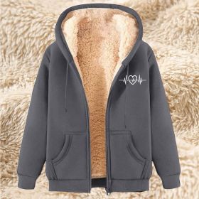 Men's Fleece Hoodie With Fleece Lining, Thick And Warm For Winter, Lamb Fleece For Autumn And Winter (Option: 22 Dark Gray-L)