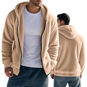Loose Cardigan Casual Hooded Jacket Sweater Men (Option: Khaki-S)