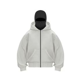 New European And American Autumn Spring Hooded Loose Cardigan Baseball Uniform Men (Option: Light Grey-M)