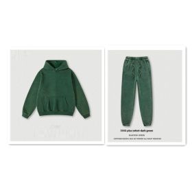 Men's Fashion Retro Velvet Padded Hooded Sweatshirt (Option: Dark Green-XL-Suit)