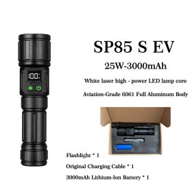 Multi-functional High-power Telescopic Zoom Flashlight With Side Light (Option: Black)