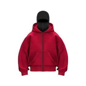 New European And American Autumn Spring Hooded Loose Cardigan Baseball Uniform Men (Option: Red-XXL)