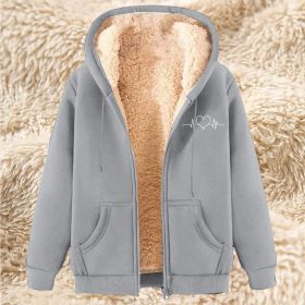 Men's Fleece Hoodie With Fleece Lining, Thick And Warm For Winter, Lamb Fleece For Autumn And Winter (Option: 21 Light Gray-3XL)