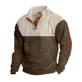 Spring And Autumn New Men's Stand-up Base Shirt Casual Sports Pullover (Option: Brown-S)