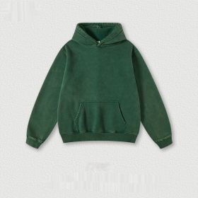 Men's Fashion Retro Velvet Padded Hooded Sweatshirt (Option: Dark Green-XL-Tops)