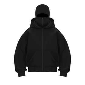New European And American Autumn Spring Hooded Loose Cardigan Baseball Uniform Men (Option: Black-S)