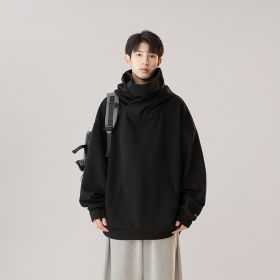 Hooded Turtleneck Sweater Men's Autumn Winter Couple Workwear Mechanical Style (Option: Matte Black-M)