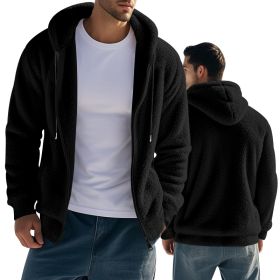 Loose Cardigan Casual Hooded Jacket Sweater Men (Option: Black-S)