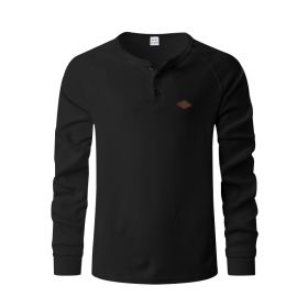 Waffle Buckle Quick-drying Raglan Henry Long Sleeve (Option: Black-S)