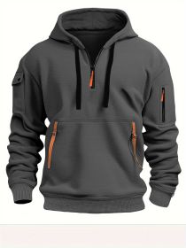 Dropped Shoulder Hooded Sweatshirt Men's Women's Plus Size Loose Pullover Fashion Sweatshirt (Option: Dark Gray-3XL-1pcs)