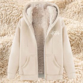 Men's Fleece Hoodie With Fleece Lining, Thick And Warm For Winter, Lamb Fleece For Autumn And Winter (Option: 21 Apricot-M)