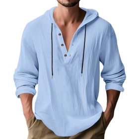 Hooded Casual Loose-fitting T-shirt Sweater For Men (Option: Light Blue-S)