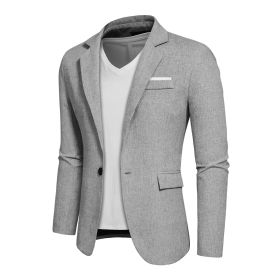 Mens Blazer Slim Fit Sport Coats Suit Jacket for Daily Business and Prom Party (Color: grey, size: 2XL)