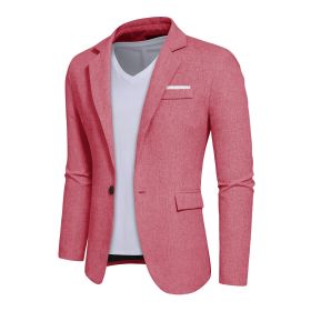 Mens Blazer Slim Fit Sport Coats Suit Jacket for Daily Business and Prom Party (Color: pink, size: L)
