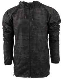 Burnside B9754 Lightweight Windbreaker (Color: BLACK CAMO, size: XL)