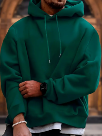 Men's Solid Color Hooded Jumper (Option: Green-S)