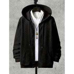 Men's Plus-sized Casual Hooded Sweater (Option: Black-1XL)