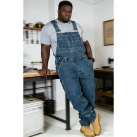 Vintage Washed Mens Denim Overalls Big And Tall Plus Size Relaxed Fit Bib Dungarees US Warehouse Stock (Option: SL2901XL)