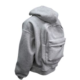 Backpack Men's Loose Sports And Leisure Hooded Zipper Sweatshirt (Option: Gray-M)