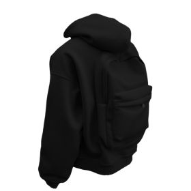 Backpack Men's Loose Sports And Leisure Hooded Zipper Sweatshirt (Option: Black-M)