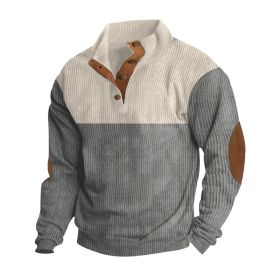 Spring And Autumn New Men's Stand-up Base Shirt Casual Sports Pullover (Option: Gray-M)