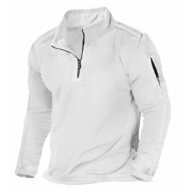 Men's Outdoor Zipper Pocket Long Sleeve Sweater (Option: White-M)