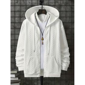Men's Plus-sized Casual Hooded Sweater (Option: White-2XL)