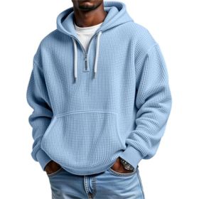 3D Printed Men's Double Hood Zipper Hooded Sweater (Option: Blue-M)