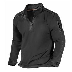 Men's Outdoor Zipper Pocket Long Sleeve Sweater (Option: Black-M)