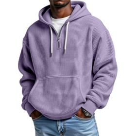 3D Printed Men's Double Hood Zipper Hooded Sweater (Option: Purple-M)