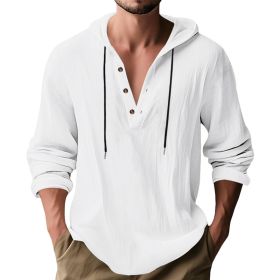 Hooded Casual Loose-fitting T-shirt Sweater For Men (Option: White-M)