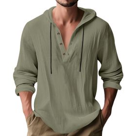 Hooded Casual Loose-fitting T-shirt Sweater For Men (Option: Army green-M)