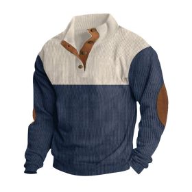 Spring And Autumn New Men's Stand-up Base Shirt Casual Sports Pullover (Option: Navy blue-M)