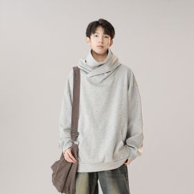 Hooded Turtleneck Sweater Men's Autumn Winter Couple Workwear Mechanical Style (Option: Cloud Gray-L)