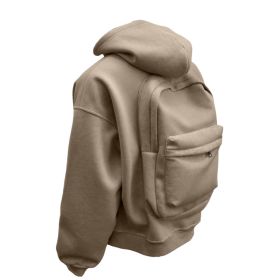 Backpack Men's Loose Sports And Leisure Hooded Zipper Sweatshirt (Option: Khaki-M)