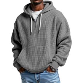 3D Printed Men's Double Hood Zipper Hooded Sweater (Option: Gray-L)