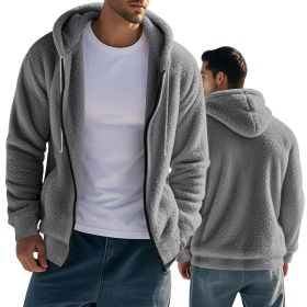 Loose Cardigan Casual Hooded Jacket Sweater Men (Option: Gray-XXXL)