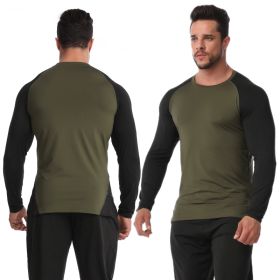 Fitness Clothes Men's High Elastic Breathability PRO Quick-drying (Option: Army Green Black-XL-2pcs)