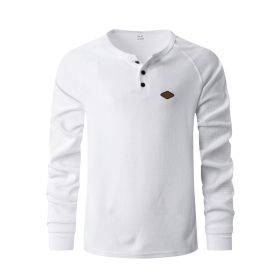 Waffle Buckle Quick-drying Raglan Henry Long Sleeve (Option: White-XL)