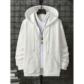 Men's Plus-sized Casual Hooded Sweater (Option: White-3XL)