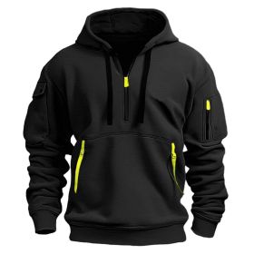 Dropped Shoulder Hooded Sweatshirt Men's Women's Plus Size Loose Pullover Fashion Sweatshirt (Option: Black-L-1pcs)
