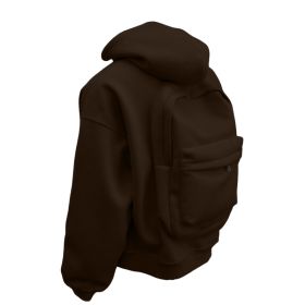 Backpack Men's Loose Sports And Leisure Hooded Zipper Sweatshirt (Option: Coffee-3XL)