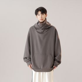 Hooded Turtleneck Sweater Men's Autumn Winter Couple Workwear Mechanical Style (Option: God Gray-XL)