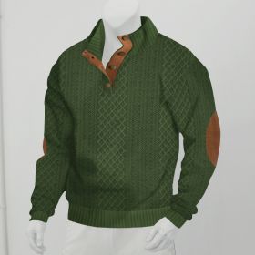 Stand Collar Long Sleeve Jacquard Knitted Pullover Sweater (Option: Army green-L)