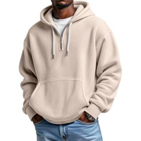 3D Printed Men's Double Hood Zipper Hooded Sweater (Option: Apricot-XS)