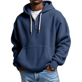 3D Printed Men's Double Hood Zipper Hooded Sweater (Option: Navy blue-L)