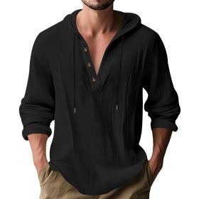Hooded Casual Loose-fitting T-shirt Sweater For Men (Option: Black-XXXL)